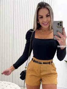 Tailored Shorts With Belt - Nude - 查看 1