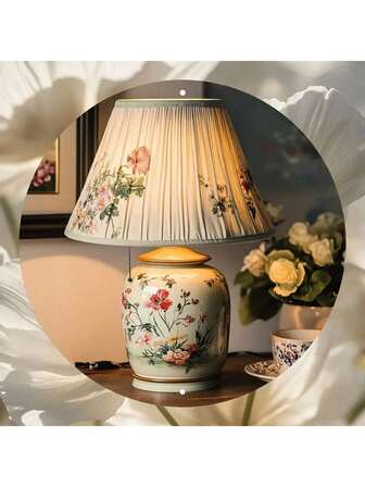 1 pieza Base de lámpara con estampado floral 2D vintage con pantalla de lámpara hecha a mano de tela, placa decorativa de pared de 8*8 pulgadas, estilo rústico clásico, crea un ambiente nostálgico, adecuado para el hogar, dormitorio, decoración de pared de la sala de estar - Ideal para boda, cumpleaños, aniversario, fiesta en la playa, fiesta de soltero, decoración de pared de metal para el hogar, oficina, bar, cafetería, interior y exterior - Regalo perfecto