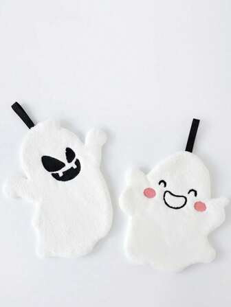 1pc Cute Ghost Printed Towel, Absorbent Hanging Towel, Kitchen And Bathroom Decoration Towel, Halloween Decoration, Holiday DecorationFor Bathroom Kitchen Decor
