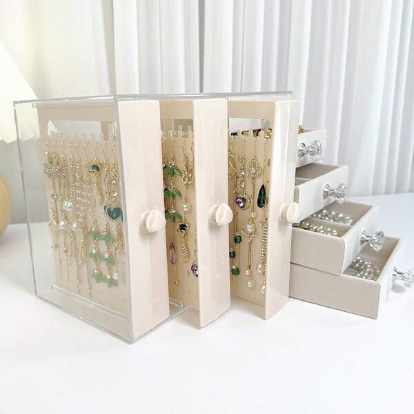 Scatola portagioie multifunzionale trasparente di alta qualità per accessori, utilizzata per orecchini, orecchini e collane, scatola di stoccaggio domestico per decorazioni, scatola portagioie per organizzatore di stoccaggio per donne, accessori essenziali da viaggio, scatola di stoccaggio per il ritorno a scuola e per il dormitorio