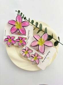 3pcs/18pcs Graffiti Flower Hair Clips Set, 8cm & 4cm Combo, ABS Material Versatile & Cute Hibiscus Hair Claws, Suitable For Women's Daily Life, Casual, Party, Commute, Beach Holiday - Hair Accessories, Best Gift Choice For Celebrating Festivals, Birthdays, Anniversaries Or Graduations