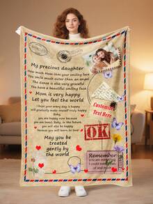 1 定制照片毯、个性化照片文字定制毯、给女儿的祝福语、母亲节、开学季礼物、办公室午睡毯、私人定制毯、节日毯、给女儿的礼物、法兰绒照片毯、节日毯、办公室、办公室毯