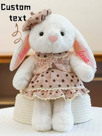 1pc Customized Personalized Text Bunny Beret Hat, Customized Plush Doll, Plush Animal Doll, Customized Name And Year, Customize Your Unique Gift, Party Supplies Decorations, Birthday Decor, Student Dorm Bedding, Customize Your Exclusive Decor, Party Wedding Decorations
