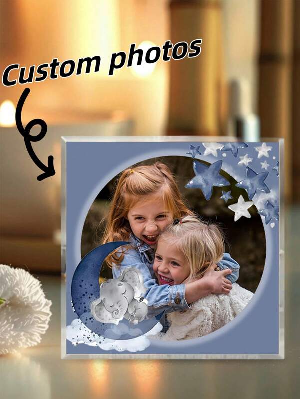 Customized Birthday Photo, Cute Colorful Acrylic Personalized Photo Block For Baby Birthday. Celebrate Your Little One's Special Milestone. Animal-Themed Frame, Baby Photo, Designed To Commemorate Your Little One's Special Milestone. This Thoughtful Gift Is Perfect For A Baby Shower As It Meets The Needs Of New Parents While Adding A Touch Of Charm To Their Home Decor.