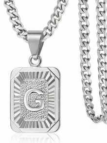 1 款定制字母方形吊坠项链，简约时尚的珠宝设计，专为男士打造的个性化项链。非常适合送给男朋友或父亲，适合节日、聚会和周年纪念等场合。采用镀金铜材质打造，散发奢华质感。 - 彩色 - 查看 56