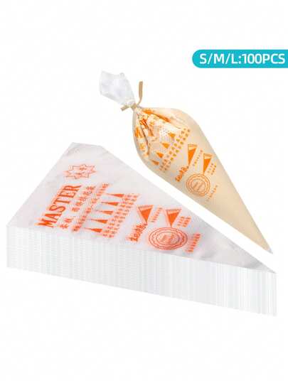 100 pièces Sacs de poche transparents, Sacs de poche jetables, Sacs de décoration de gâteau, Convient pour la décoration de gâteau, macaron, biscuit, pâtisserie DIY, Essentiel pour la rentrée scolaire