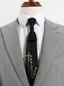 1 Stück Vintage Strass-besetzte Sterne, Mond, Sternenlicht/Kreuz abnehmbare Schleife, einfarbige leicht zu tragende Krawatte, geeignet für Lässig, Business, täglichen Gebrauch