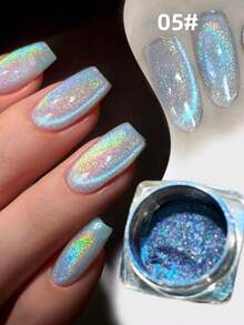 1 Pc Cat Eye Chrome Nail Powder, Chameleon Magnetic Powder, 9D Cat Eye Effect, Mirror Effect Pigment Powder, Color Changing, Rainbow Color. Very Suitable For Women'S Nail Art Design, Nail DIY, Holiday Gift - 彩色 - 查看 15
