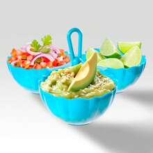 Salsera triple colores 250 ml 3 compartimentos plástico accesorios cocina mesa presentación para salsas aderezos snacks resistente fácil limpiar diseño práctico fiestas - Multicolor - Ver 9