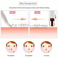 1 pieza Recortador de cejas eléctrico 2 en 1 para mujer, mini removedor de vello facial portátil con luz LED