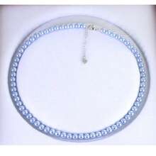 优雅的海蓝色圆形珍珠项链 - 彩色 - 查看 9