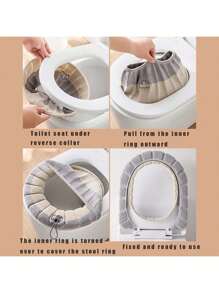 1/2/4pcs Reversible Washable Toilet Seat Cover, Universal Size - Warm All Seasons, Thickened For Winter Comfort, Removable Cover, Easy To Carry, Hand Wash Only, Suitable For Home And Dorm