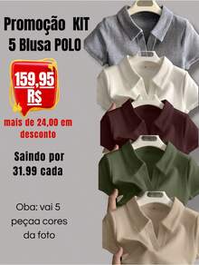 Women's Polo Shirt Short Sleeve Cotton - 1 XÁM 1 TẮT 1 XANH LÁ QUÂN ĐỘI 1 NÂU 1 BEIGE - Xem 1