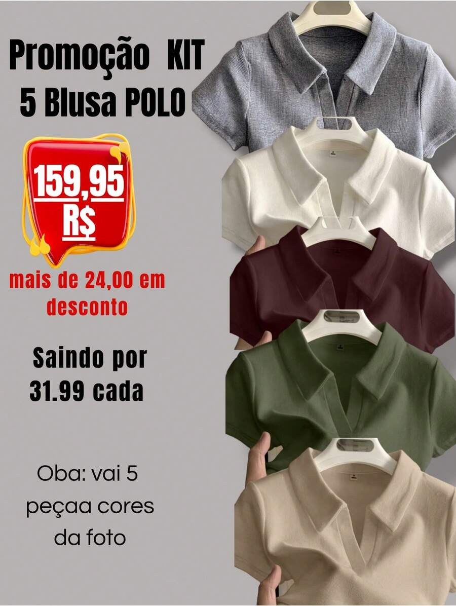 Women's Polo Shirt Short Sleeve Cotton - 1 XÁM 1 TẮT 1 XANH LÁ QUÂN ĐỘI 1 NÂU 1 BEIGE - Xem 1