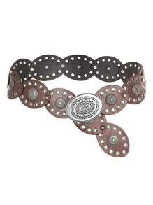 1 件女士波西米亚风 PU 皮革宽腰带，时尚百搭复古西部牛仔风格秋季、秋季、万圣节 - 腰帶 - 查看 6