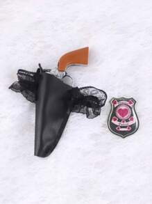 1 Set Holiday Party Pirate Cosplay Sexy Lace Garter Leg Band, Gun Holster, Dart Set, Western Cowboy Revolver Plastic Props, Photography Supplies