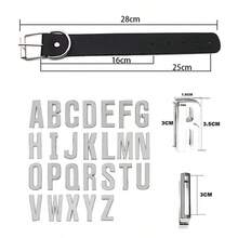 1 Set Customized Black Punk Leather Letters Belt Collar Hand Cuff Bangles Personalized Name Necklace Buckle Body Jewelry Cosplay Accessories