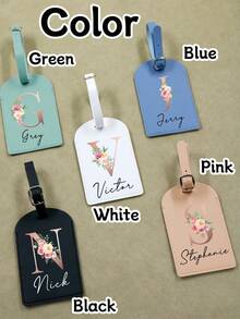 Custom Letter And Name Luggage Tag,Personalized Leather Luggage Tags,Customized Luggage Tags For Suitcases,Customizable Suitcase Tag,Bag Tags For Luggage,Backpacks,Birthday Gifts,Mother's Day Gifts,Party Favors,Father's Day,Vacation,Travel,Fashion,Men,Women,Couples,Bridesmaids,Girlfriends,Family - Multicolor - View 4