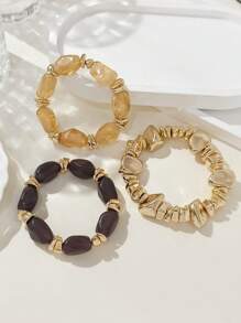 Juego de 3 pulseras bohemias vintage de múltiples capas gruesas con cuentas acrílicas, adecuadas para mujeres, parejas, fiestas, uso diario, de lujo premium