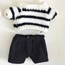 Nuevo accesorio de llavero con suéter de punto a rayas adecuado para ropa de muñeca Labbubu de 17 cm, regalo para fiesta de cumpleaños infantil