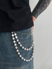 1 pièce Ceinture de taille luxueuse et minimaliste à plusieurs couches avec chaîne en cristal, chaîne corporelle personnelle pour hommes, pour la décoration de pantalon, accessoires de rentrée scolaire, Halloween, style punk