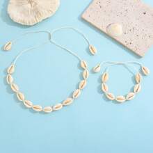 2pcs/Set Shells Natural Hand Knitting Chain Rope Girl Choker Bracelets Beach Holiday Jewelry Gift Adjustable