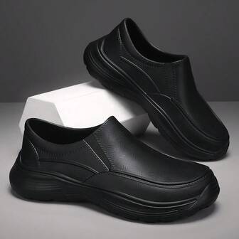 Black Waterproof Non-Slip Chef Shoes Lightweight Nonslip Work Shoes Suitable For Kitchen/Restaurant, Large Size Men