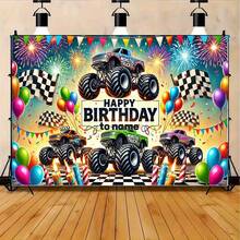 [Customized] Personalized Birthday Party Backdrop, Love Party, Cool Monster Truck Banner, Customized Decorative Wall Hanging, Home Decor, DIY Pattern Party Decoration, No Electricity Required - 1PC - View 6