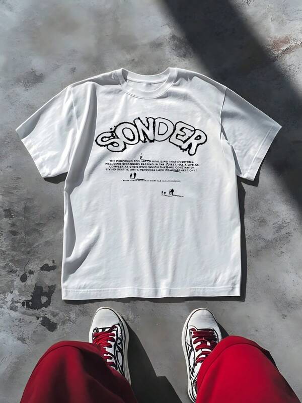 220g Sonder Graphic Print TShirt Women's Casual Loose Fit 100% Cotton Tee 1pcs  Streetwear Style