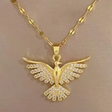 Ensemble de 3 boucles d'oreilles et collier phénix et aigle, chaîne en acier titane, bijoux ras du cou à la mode, idéal pour les femmes, cadeau idéal pour une fête
