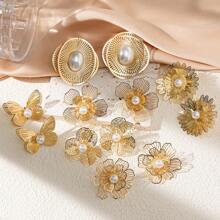 JOJELOO 1 Pair Of High-End Gold Hollowed Out Butterfly Earrings, With A Female Style And Niche Design, Exaggerated Earrings