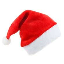 1pc Christmas Hat, Adult Holiday Neutral Velvet Comfortable Thick Fur Christmas Hat, Suitable For New Year Holiday Party, Santa Claus Hat Christmas Decorations Home Christmas Gifts Christmas Decor