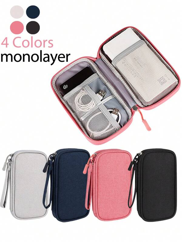1pc Minimalist Solid Color EVA Digital Pouch, Earphone Data Line Storage Box, Charger, Power Bank Rectangular Case, Unisex Travel Essentials, Electronic Accessories Organizer Bag For USB Cables, Earphones, Pens, Power Banks And Other Travel Kit Items. Digital Bag, Storage Box, Cosmetic Bag, Handbag, Wallet.