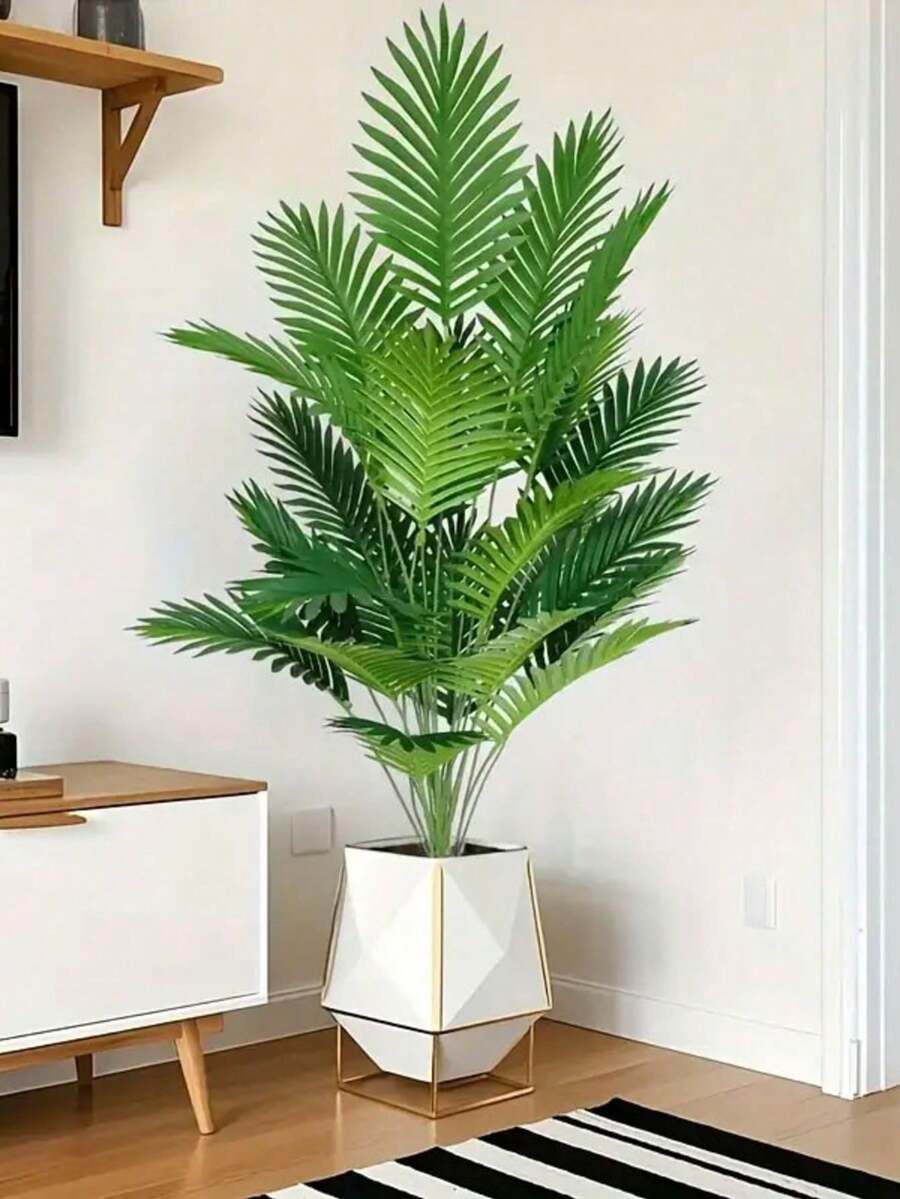 1pc 90cm/35.43in Artificial Palm Tree Plant, Large Tropical Coconut Tree, Green Faux Plant Decor For Home, Balcony, Office, Kitchen (No Pot)