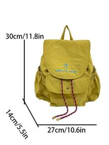 Mochila com Estampa de Letra Bicolor da Moda, Bolsa de Armazenamento de Grande Capacidade, Alça de Ombro Ajustável, Adequada para Estudantes, Viagens, Férias, Uso ao Ar Livre