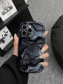 Funda de teléfono a prueba de golpes con textura de crema, borde ondulado y patrón de mármol compatible con iPhone 16/11/16pro/16plus/16promax/16e/15Promax/13/14/12/XS/XR/7G/8P, Galaxy S25/S25PLUS/S25 Ultra/A16/A36/A26/A56/A50/A12/A32/A52/A72/A51/A21S/A13/A14/S24/S24PLUS/S24Ultra,S22/A52/A53/A54/A55/, 11/12Pro/12/12X/13Pro/14Pro/15Pro/, 10/9/Note9/12c/Note11pro/Note8Pro, resistente al agua, a los golpes y a los arañazos, versión internacional, no la versión nacional - Negro - Ver 2