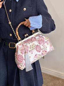 Bolso de mano estilo vintage de alta gama y exquisito para bodas, bolso de fiesta con correa de hombro de cadena metálica para mujeres