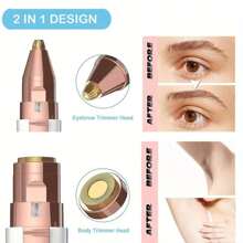 1 pieza Recortador de cejas eléctrico 2 en 1 para mujer, mini removedor de vello facial portátil con luz LED