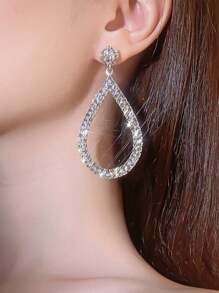 1 Pair Of Rhinestone Sunflower Droplet Pendant Earrings,Suitable For Giving Gifts To Parties, Parties, Festivals, And Other Parties
