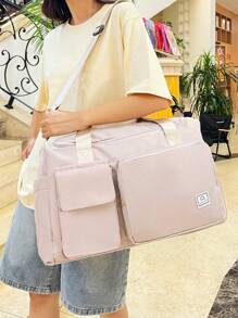 Bolsa de Viagem Multiuso de Cor Sólida, Bolsa de Armazenamento de Roupas de Grande Capacidade, com Compartimentos Separados para Sapatos e Secos/Úmidos, Alça de Ombro Destacável e Ajustável, Adequada para Viagens, Natação, Esportes, Fitness e Mais, Bolsa para Acessórios Escolares