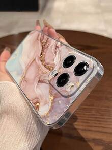 Marble Print Transparent Painted Minimalist Fashion Shockproof Phone Case Compatible With IPhone, 11/12Pro/12/12X/13Pro/14Pro/15Pro/X3pro, Compatible With Redmi 10/9/Note9/12c/Note11pro/Note8Pro/9C/9a Waterproof Anti-Fall Scratch Resistant - Multicolor - View 4