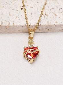 1 pieza Elegante collar con colgante en forma de corazón, cruz y circonita de moda, regalo de joyería perfecto para mujeres, apto para uso diario