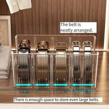 1pc/2pcs Belt Storage Box With Divided Compartments For Tie Organization And Display, Desktop Transparent Men's Waistband Storage Box