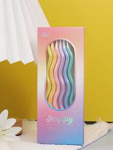 6 件珠光马卡龙色罗马柱菱形图案弧形生日蛋糕装饰蜡烛 - 彩色 - 查看 12