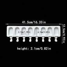 1pc 4-Cavity/8-Cavity Oval Shaped Silicone Ice Cream Mold, DIY Ice Lolly & Pudding Mold, Cake Mold