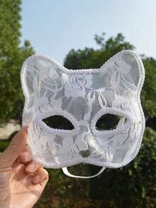 1 Lace Cat Mask Half Face Mask For Costume Role-Playing, Makeup Parties, Christmas And Halloween Party Decoration Supplies - Multicolor - View 7