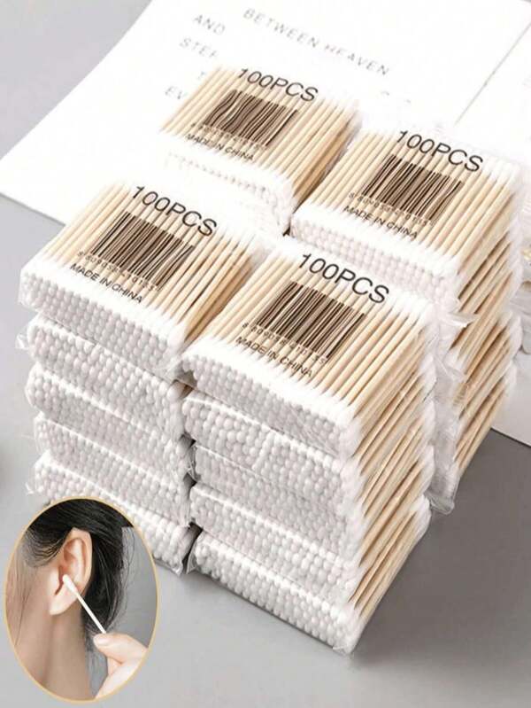 100/200/400/600/800/1000pcs Double-Headed Disposable Cleaning Swab Cleaning Swabs, For Home Cleaning, Makeup Remover, Ear Cleaning, Skin Care, Living Room, Bedroom, Bathroom Decor, Travel Supplies, Weddings, Parties, Birthdays, Cleaning Ears And Nose, High-Quality Beauty Tool, Suitable For Cosmetics Store Procedures And Personal Care, Gifts For Parents And Friends, New Year, Accessories And Fun Gifts, Bags, Organizers, Storage (Random Color Styles)