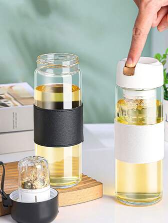 1pc Borosilicate Glass Tea Cup With Magnetic Floating Lid And Removable Infuser, Reusable & , Unisex Multi-Purpose Portable Tea Drinking Mug - Hand Wash Only