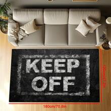 1pc "KEEP OFF" Graphic Print Shag Area Rug, 650GSM Silicone Backing, Soft Plush Carpet For Patio, Camping, Entryway, Living Room, Bedroom, Game Room, Machine Washable For All Seasons, Home Decor