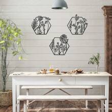 3 piezas de arte de pared con flor de metal, decoración floral, decoración de pared con flor de metal, decoración del hogar con flor de metal, decoración de pared con flor, decoración de pared con flores, regalo de inauguración de la casa